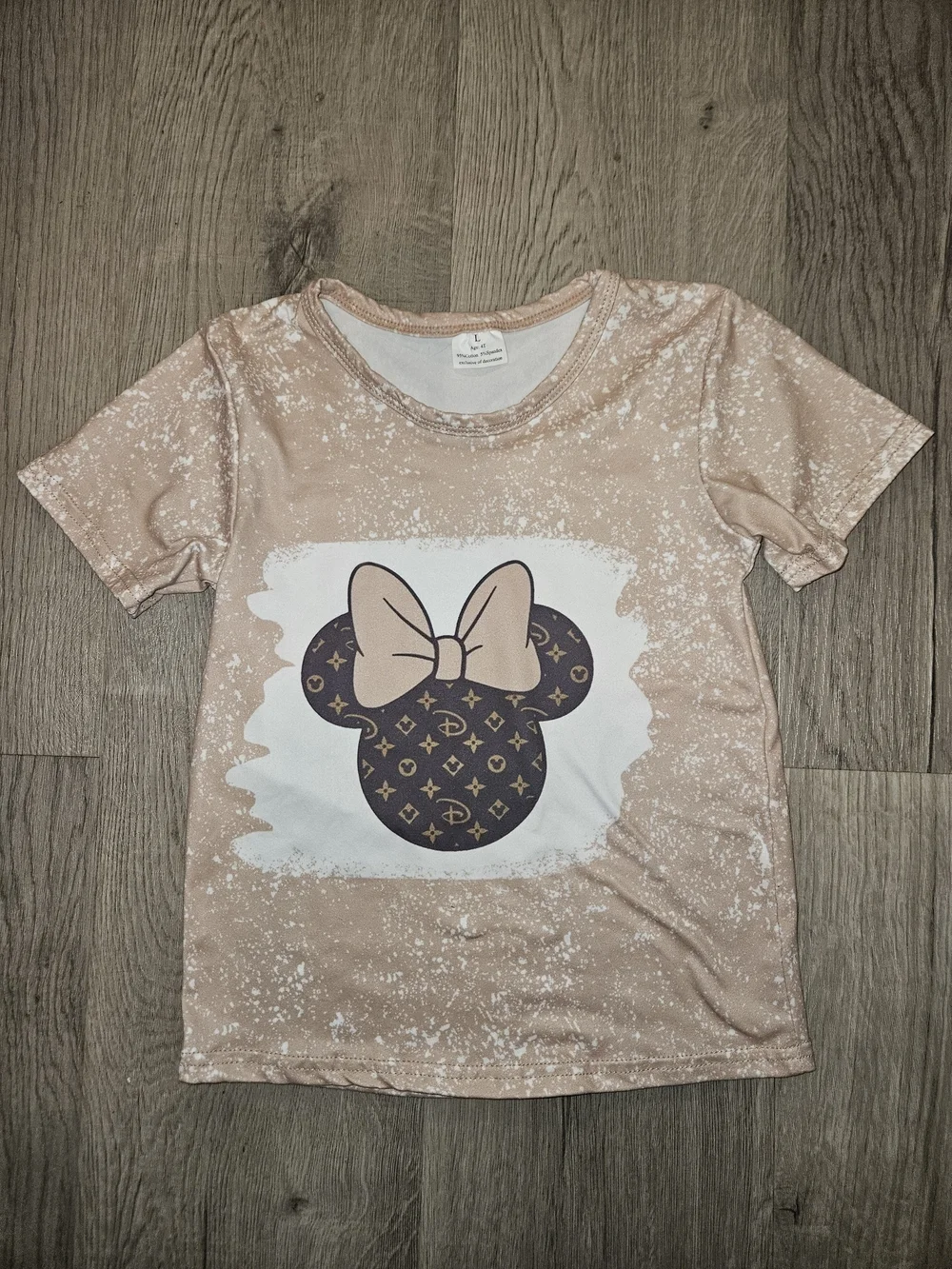 Beige Minnie Mouse Tee and Brown Patterned Bell Pants Set - Picture 2 of 6